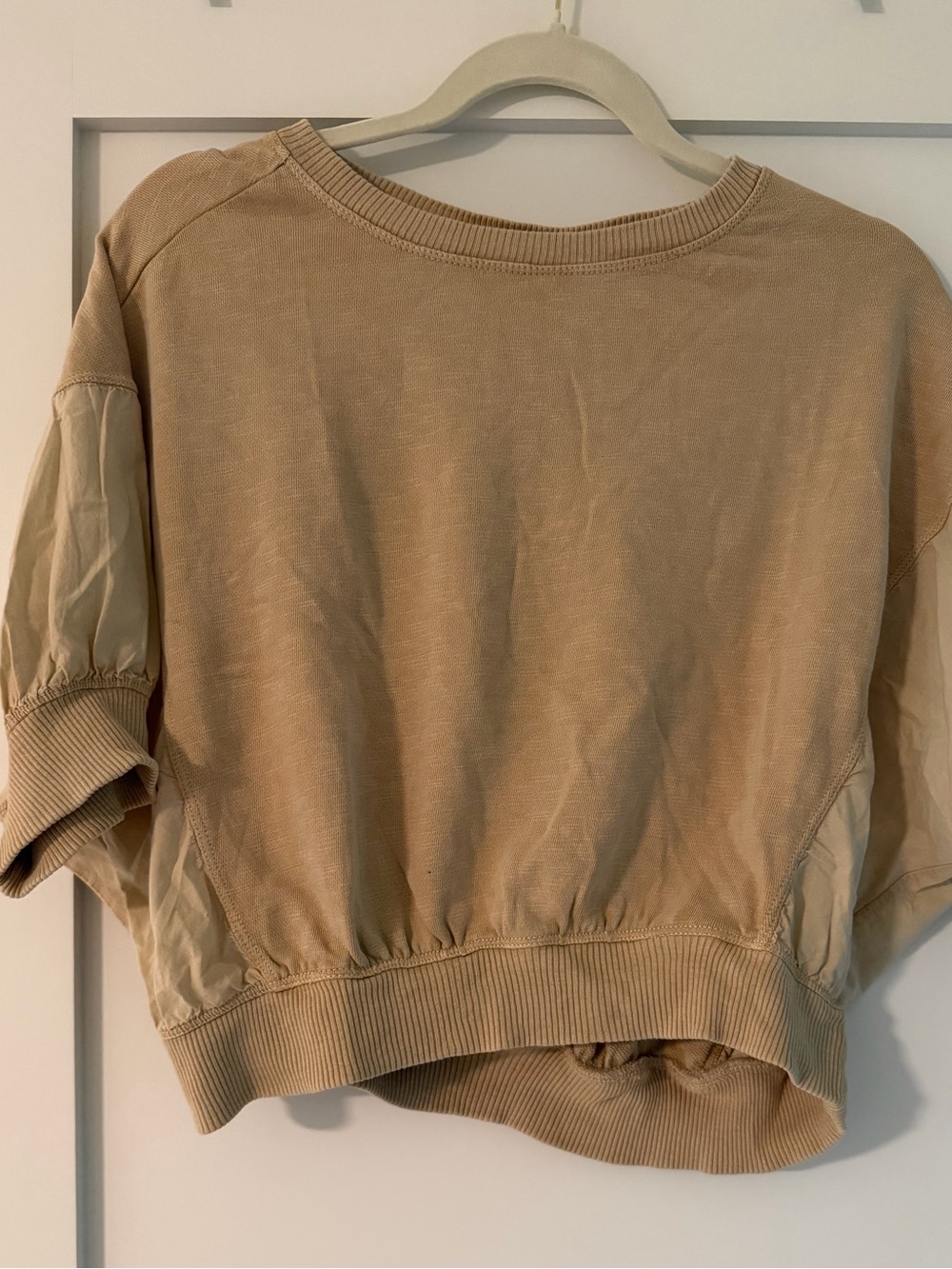 Anthropologie Pilcro Beige Short-Sleeve Pullover Top
